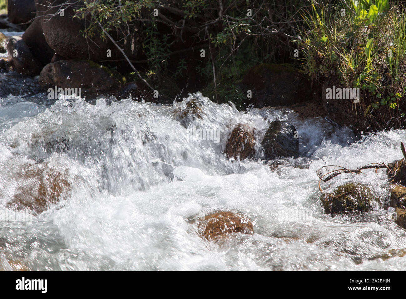 Natutrual Raging Rivers Water in the mountain raging river. Beautiful natural background of ...