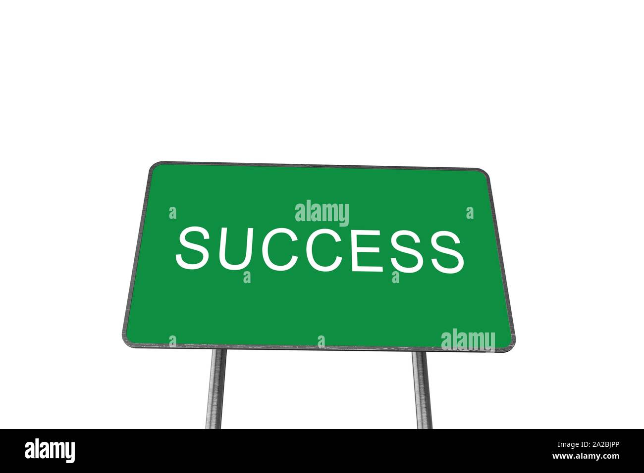 Success Green Road Sign Isolated On White Background. Business Concept 3D Rendering. Stock Photo