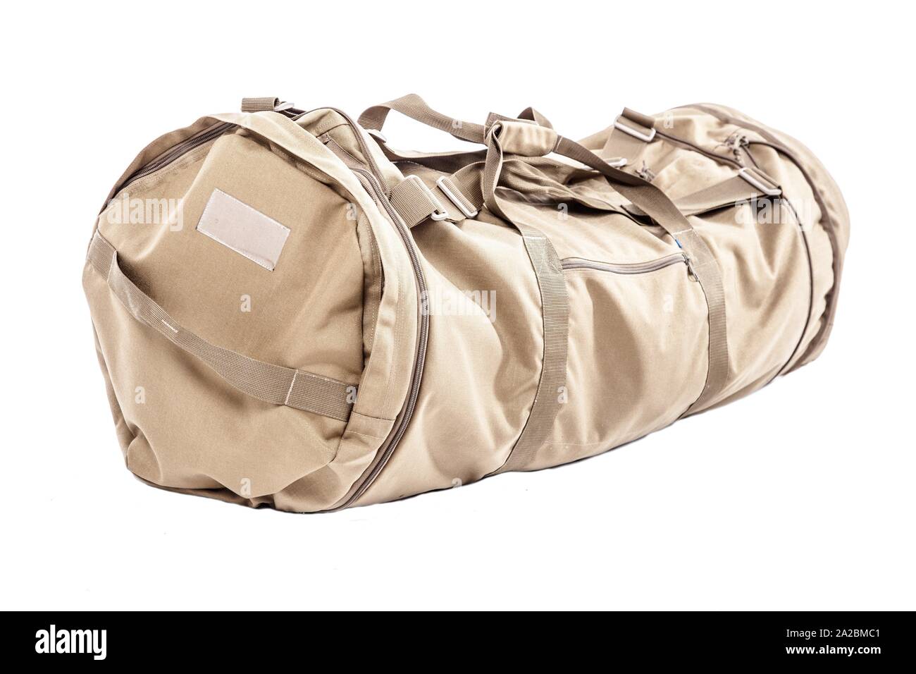 Army duffle bag isolated on white studio shot Stock Photo Alamy