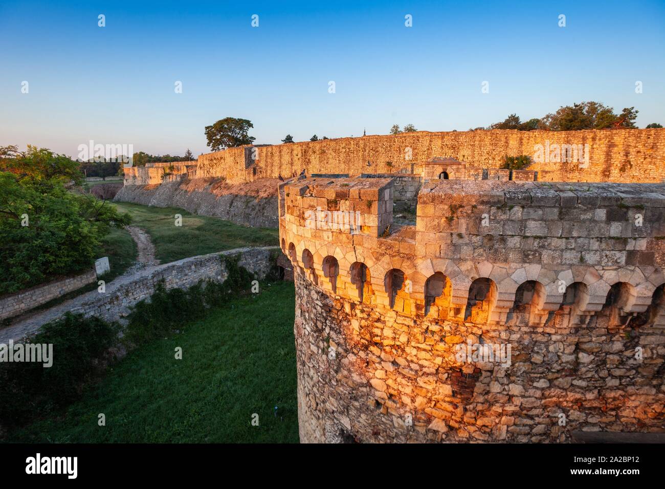 Belgrade's historic Kalemegdan Fortress, a public-owned park and Serbia's largest fortification. Stock Photo