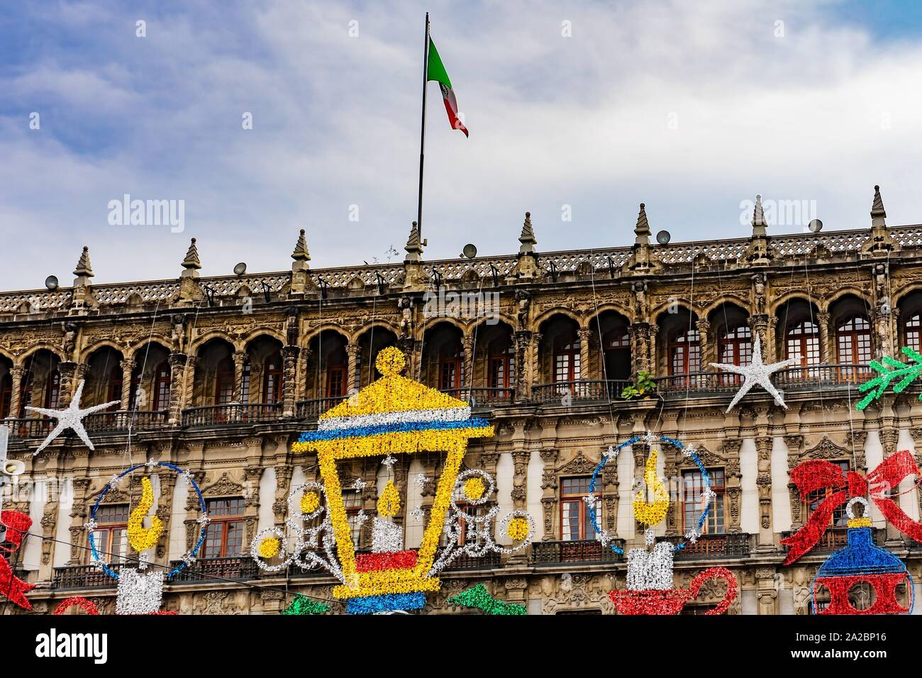 Christmas Decorations Zocalo Mexico City Mexico Stock Photo Alamy