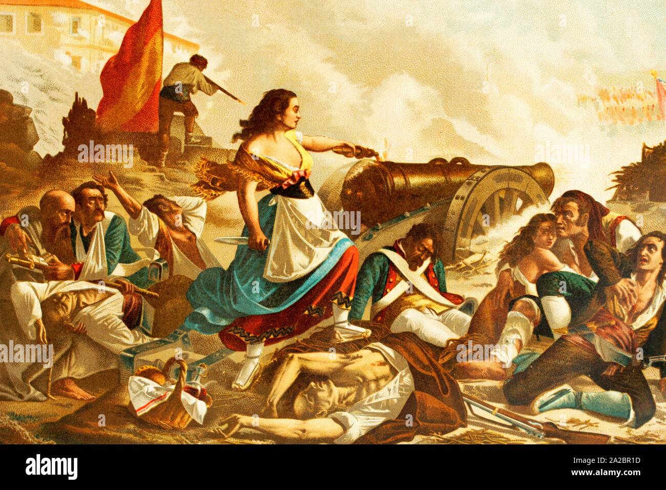 SPANISH LADY WAR HERO AGUSTINA DE ARAGON PAINTING HISTORY ART REAL CANVAS PRINT