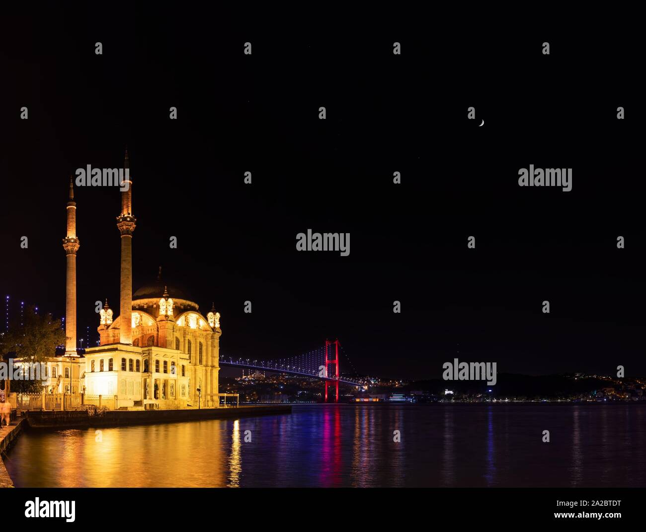 Night view of the Ortakoy Mosque, Istanbul, Turkey. Stock Photo