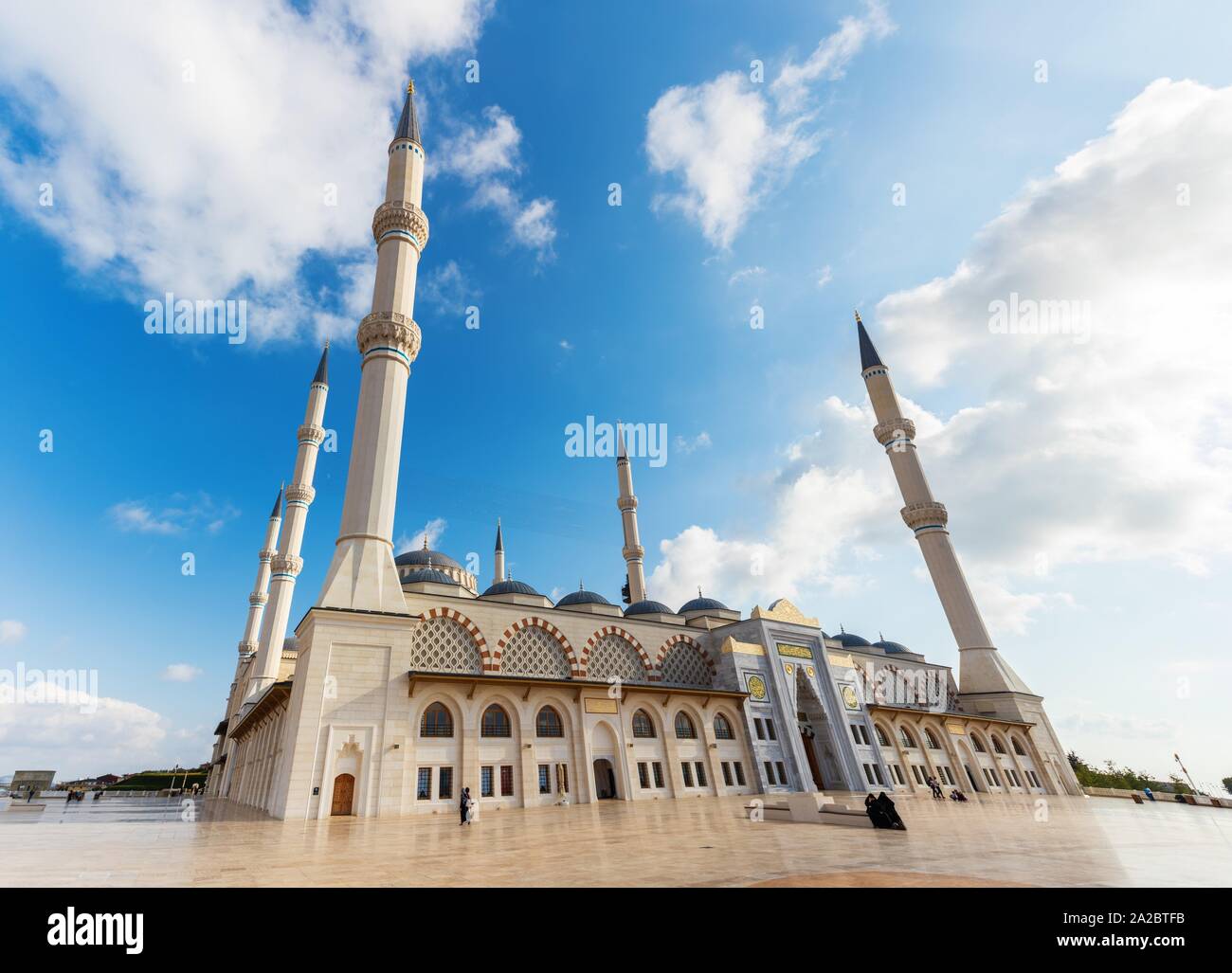 Wonderful yard of the new Camlica Mosque in Istanbul,Turkey. Stock Photo