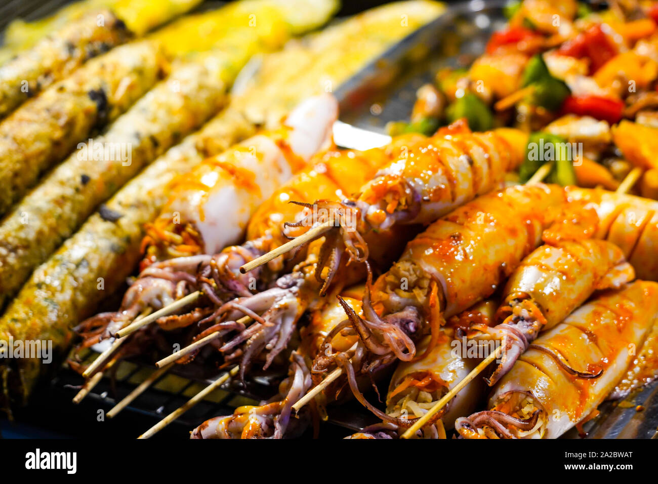Street food in Phu Quoc island in Vietnam. Delicious seafood for
