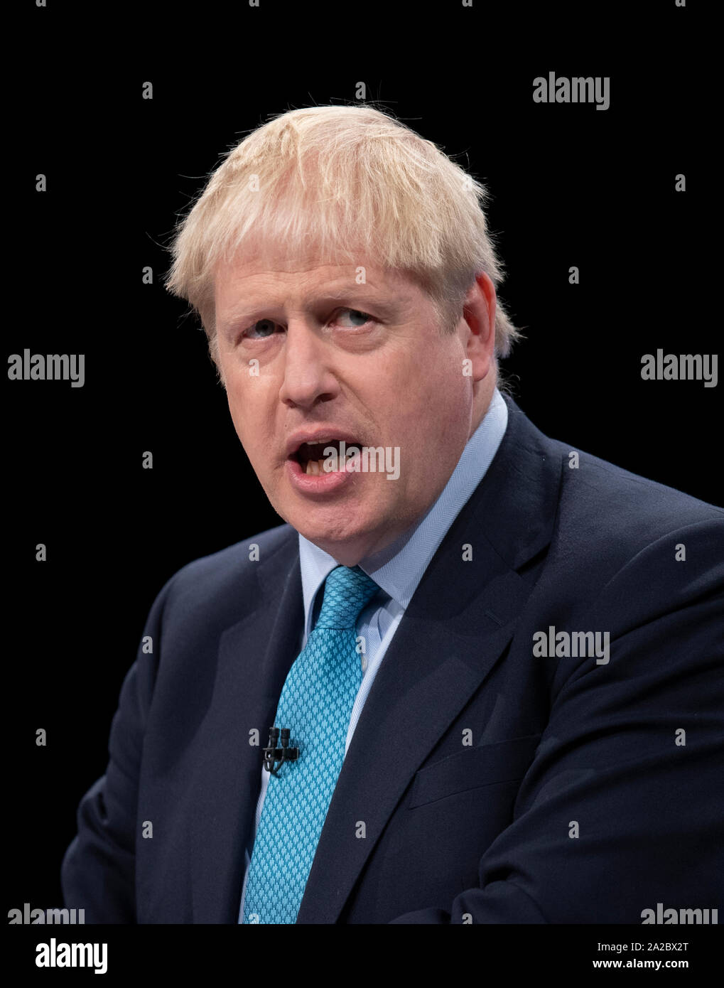 Manchester, UK. 2nd Oct, 2019. Boris Johnson, Prime Minister, First Lord of the Treasury, Minister for the Civil Service and MP for Uxbridge and South Ruislip, speaks at day four of the Conservative Party Conference in Manchester. Credit: Russell Hart/Alamy Live News Stock Photo