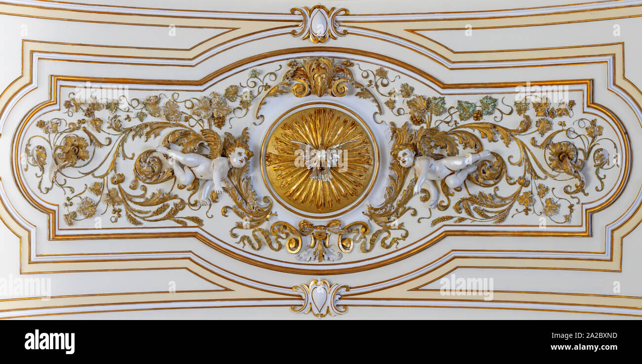 CATANIA, ITALY - APRIL 8, 2018: The baroque stucco in church Chiesa dell'Immacolata Concezione ai Minoritelli. Stock Photo