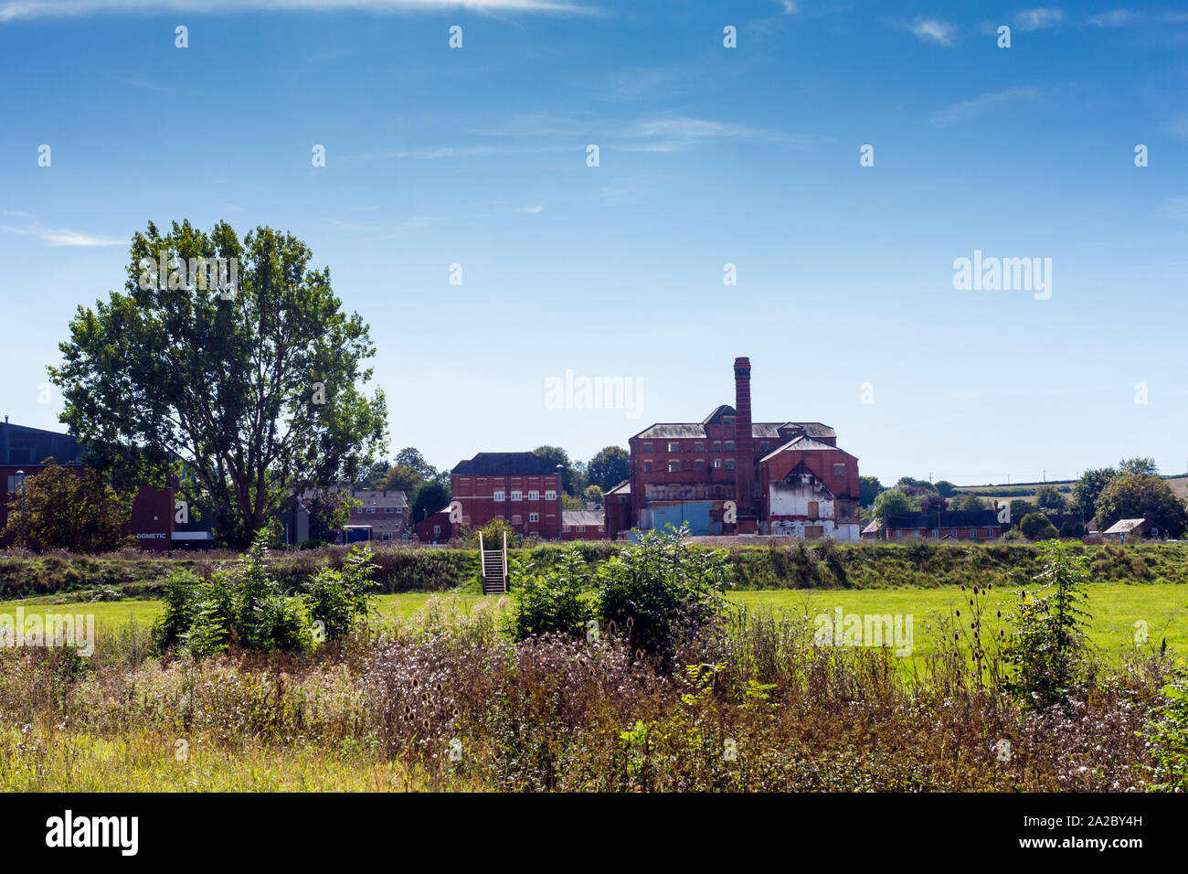 Landscape view of the back of the Old Brewery Hall & Woodhouse, Blandford Forum, Dorset, UK