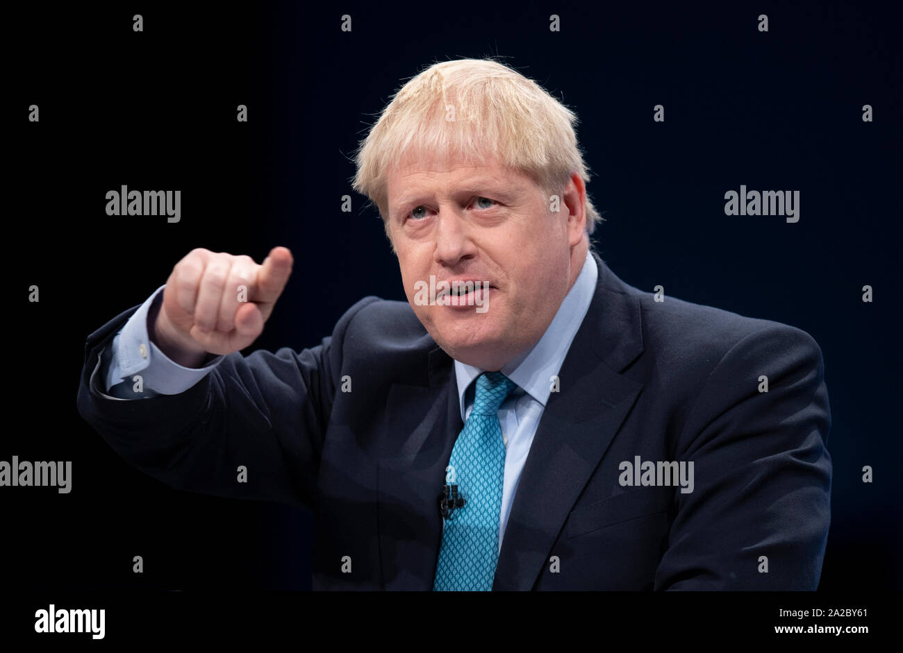 Manchester, UK. 2nd Oct, 2019. Boris Johnson, Prime Minister, First Lord of the Treasury, Minister for the Civil Service and MP for Uxbridge and South Ruislip, speaks at day four of the Conservative Party Conference in Manchester. Credit: Russell Hart/Alamy Live News Stock Photo