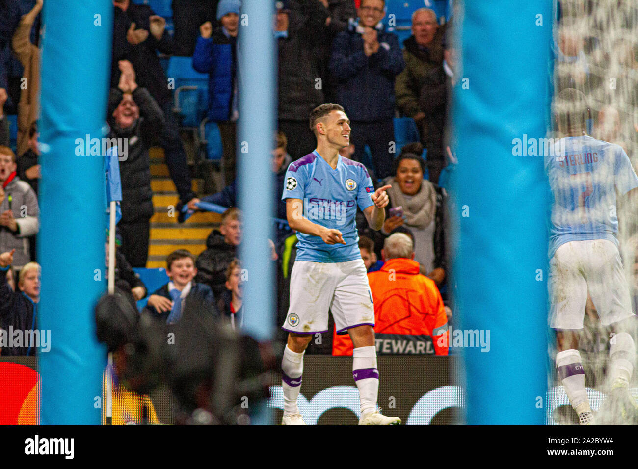 Phil Foden (Manchester City) during the UEFA Champions League group match between Manchester City and Dinamo Zagreb at the Etihad Stadium, Manchester, England on 1 October 2019. Photo by James  Gill. Stock Photo