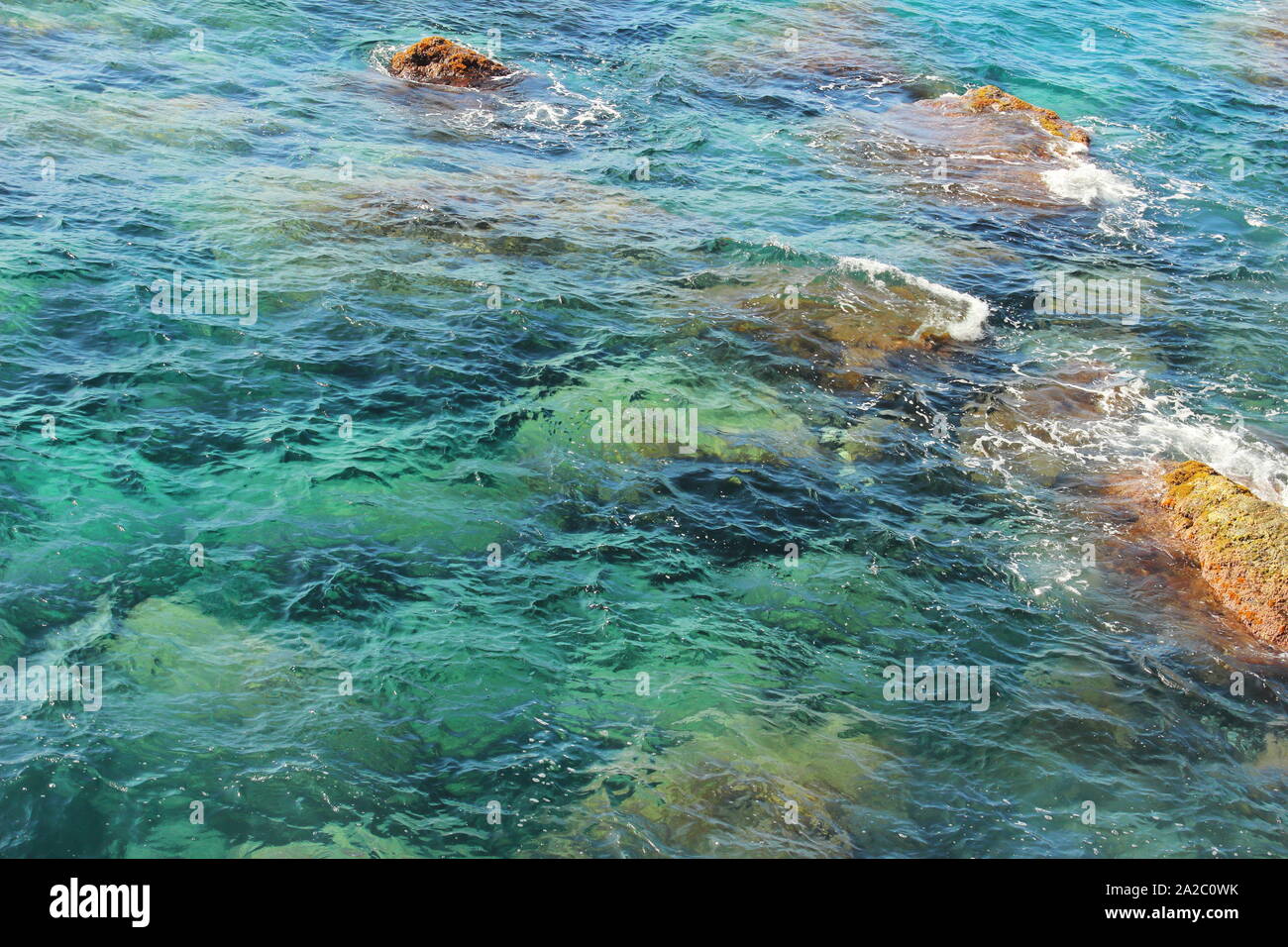 sea with rocks seen from above Stock Photo - Alamy