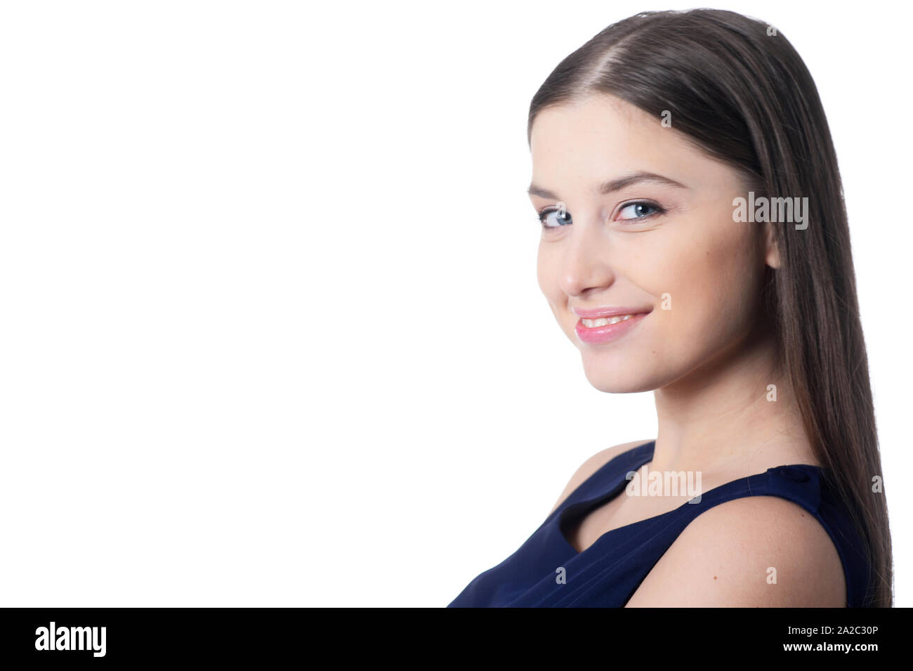 Portrait of beautiful young woman with long hair Stock Photo - Alamy
