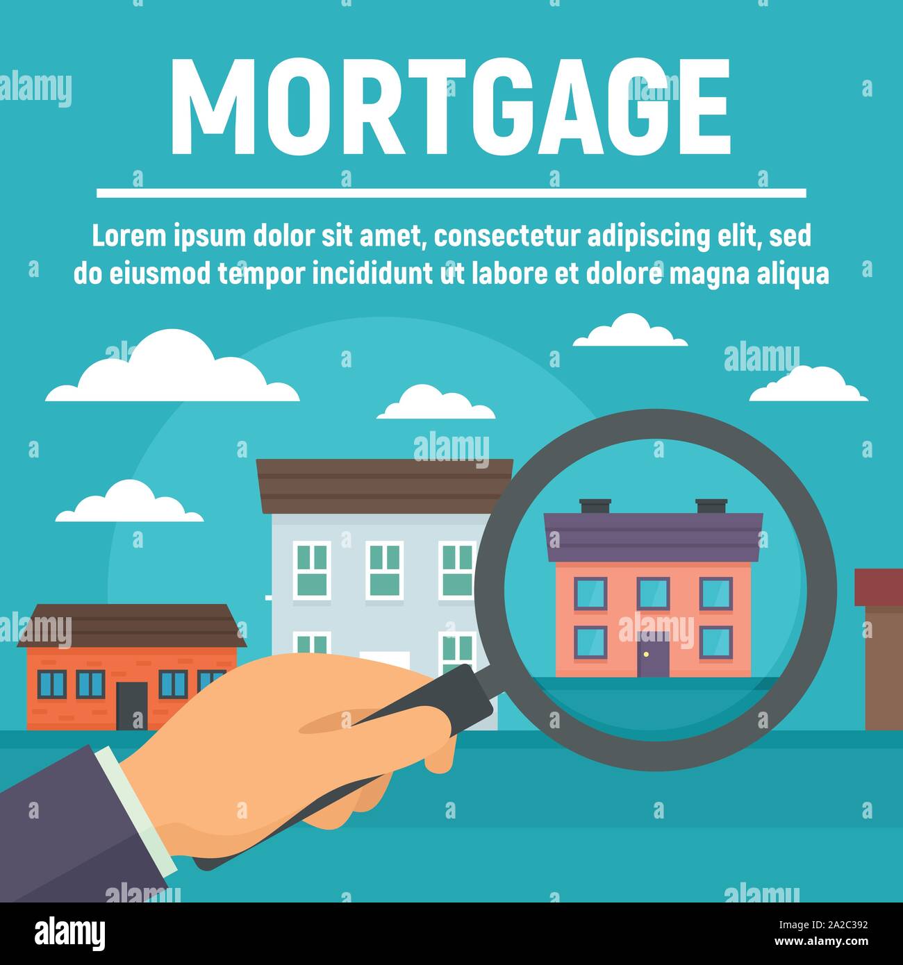 Mortgage concept banner. Flat illustration of mortgage vector concept banner for web design