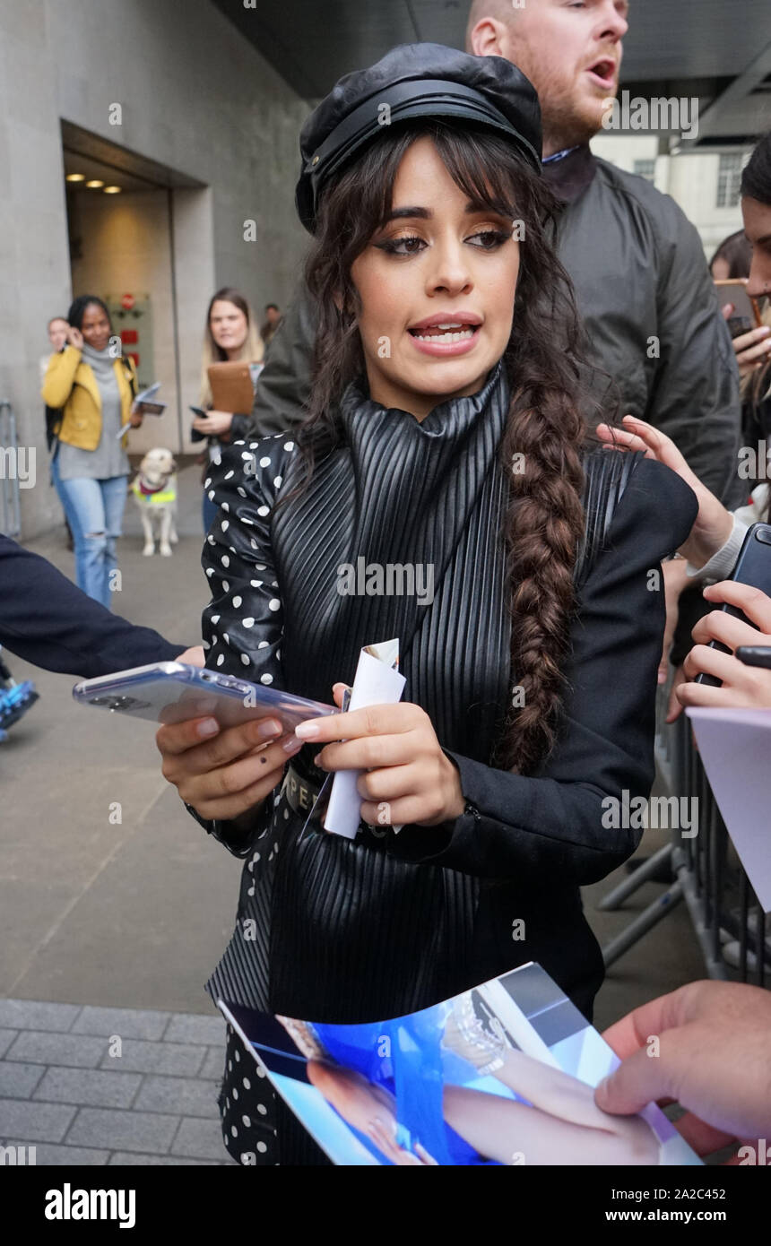 London, UK. 2nd Oct, 2019. Camila Cabello American-Cuban singer ...