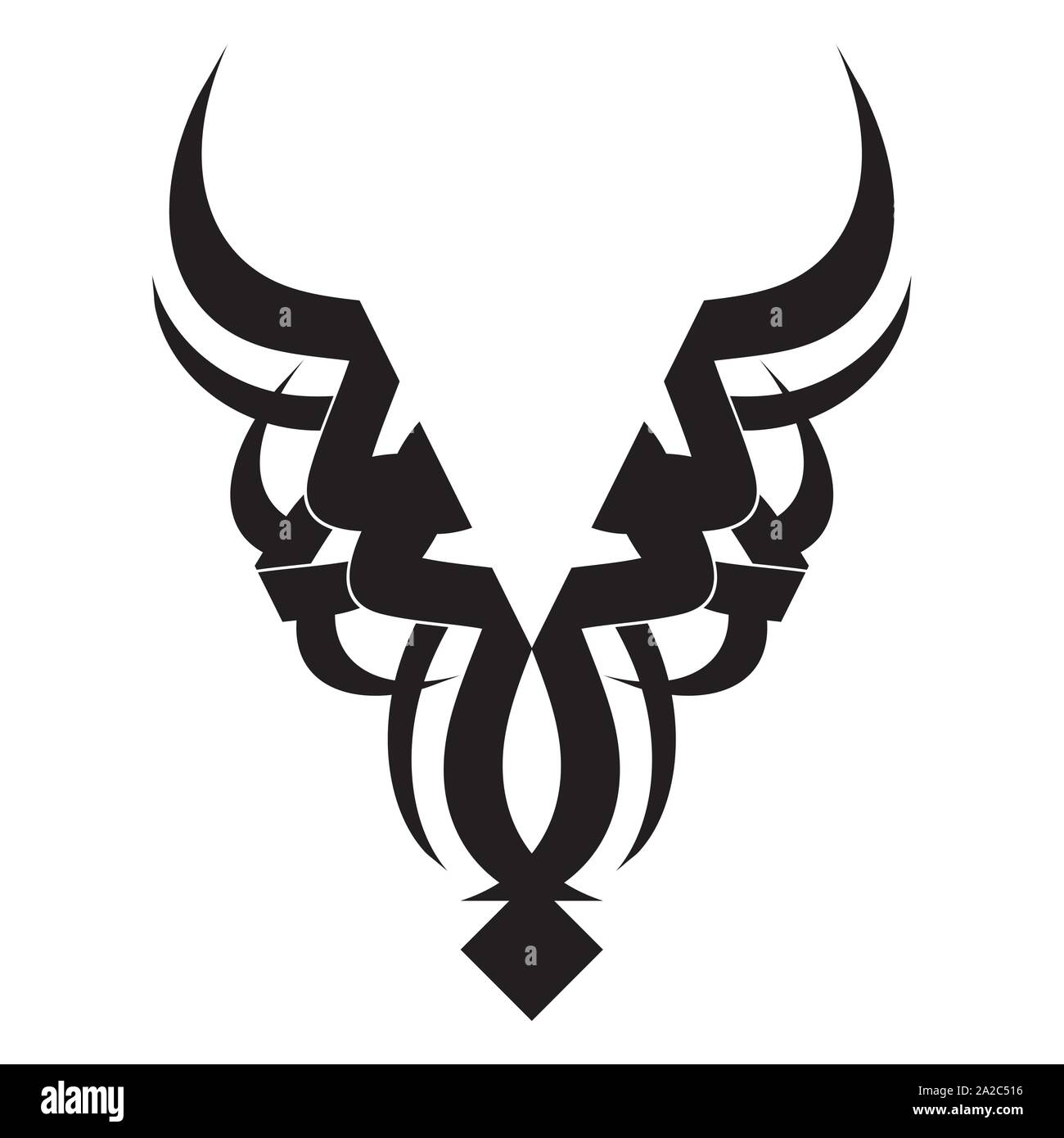 Taurus tattoo design. Vector illustration with tribal tattoo isolated on white. Stock Vector