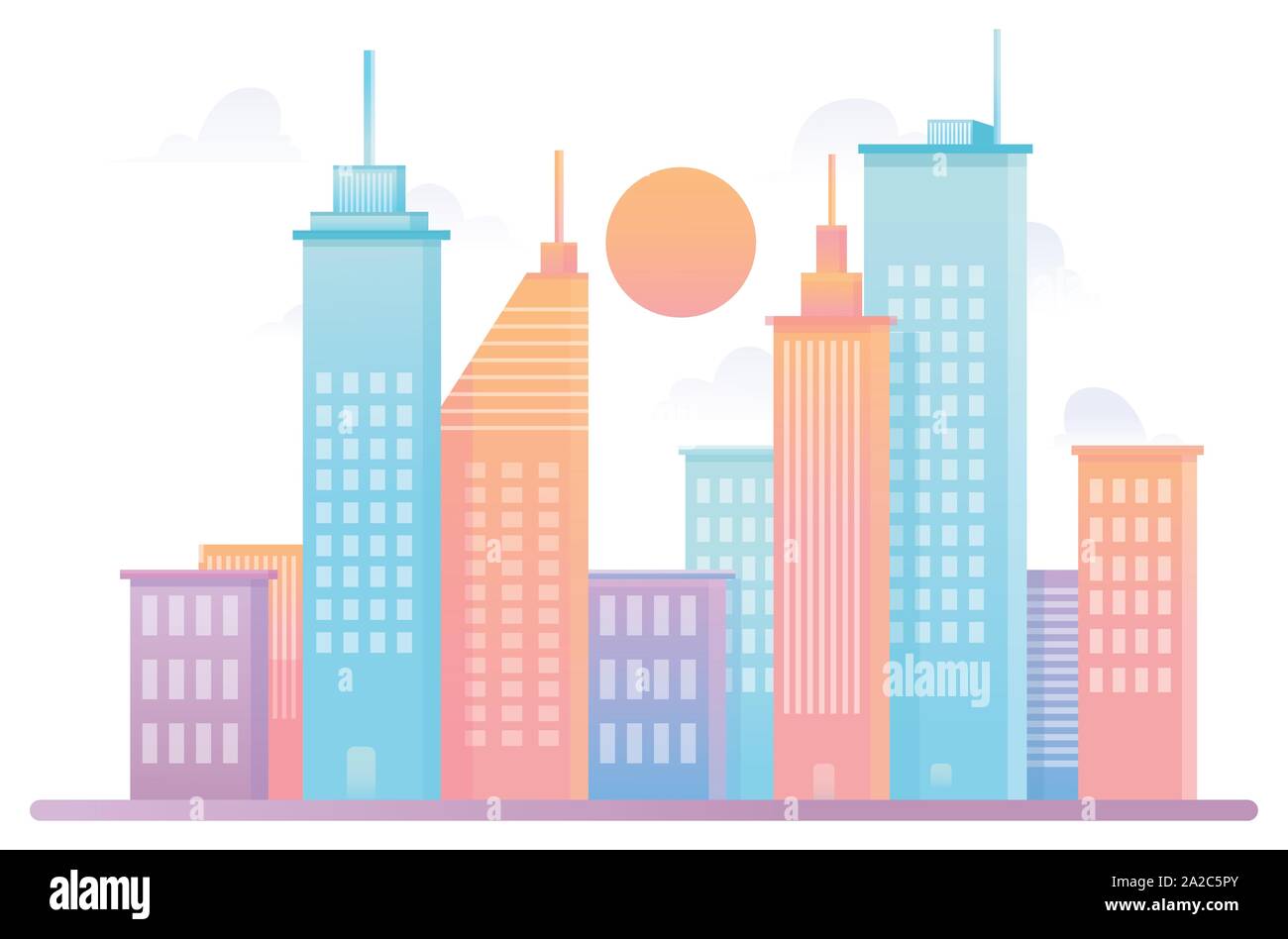 City Colorful Flat Design Stock Vector