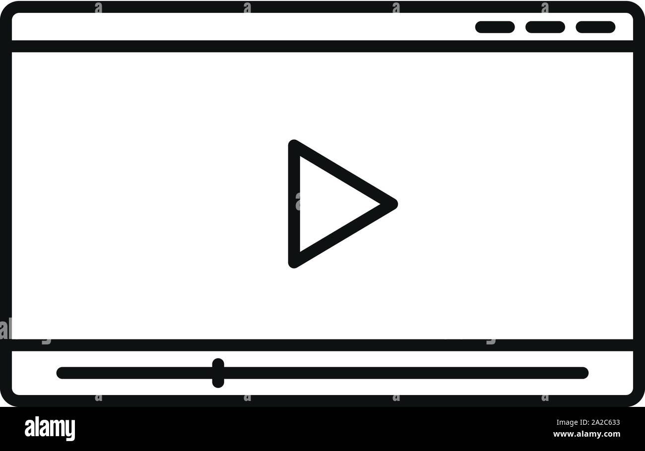 Web video player icon. Outline web video player vector icon for web ...