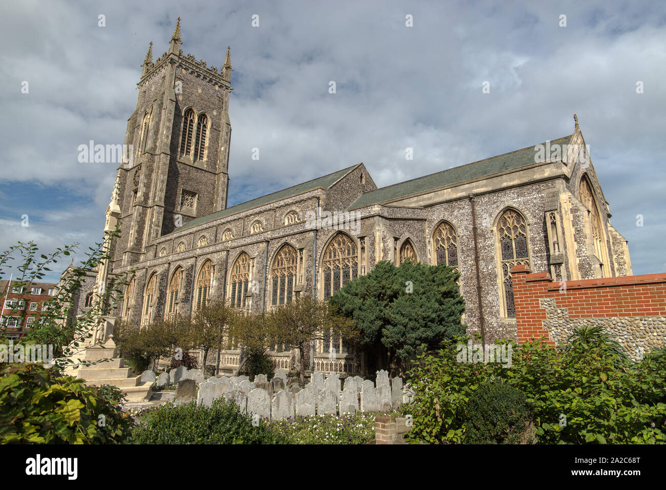 The majestic parrish chuch of St.Peter and St.Paul seen in the North Norfolk town of Cromer, taken on 28th Sept 2019. Stock Photo
