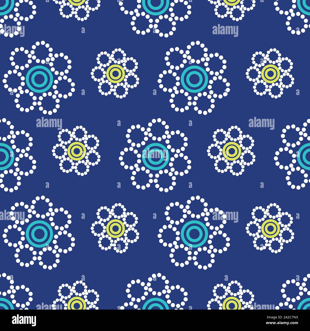 Geometric flowers seamless pattern on a navy blue background Stock ...