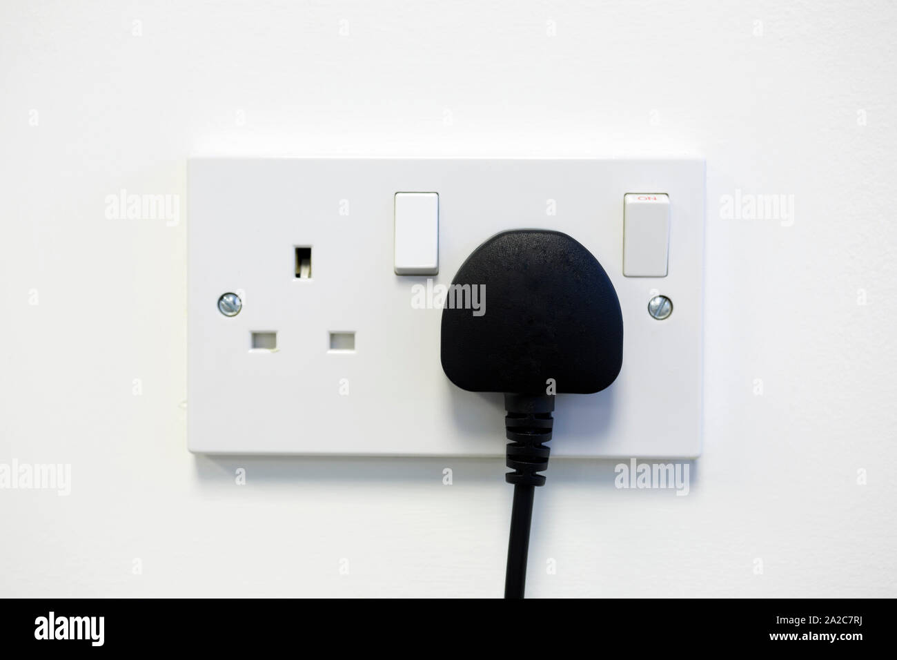 British wall double plug socket Stock Photo Alamy