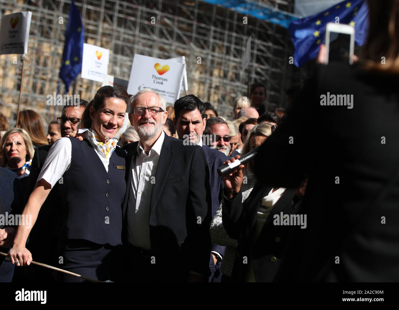 Thomas Cook Protest Labour leader Jeremy Corbyn attending a protest by ex-Thomas Cook ...