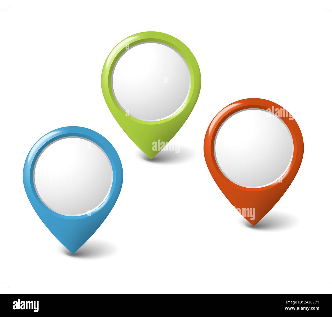 Set of round 3D pointers with place for your content - red, green, blue ...