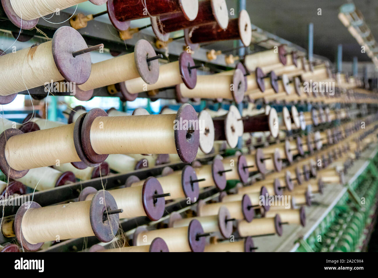 Old abandoned soviet silk weaving factory in Basqal, Azerbaijan Stock Photo