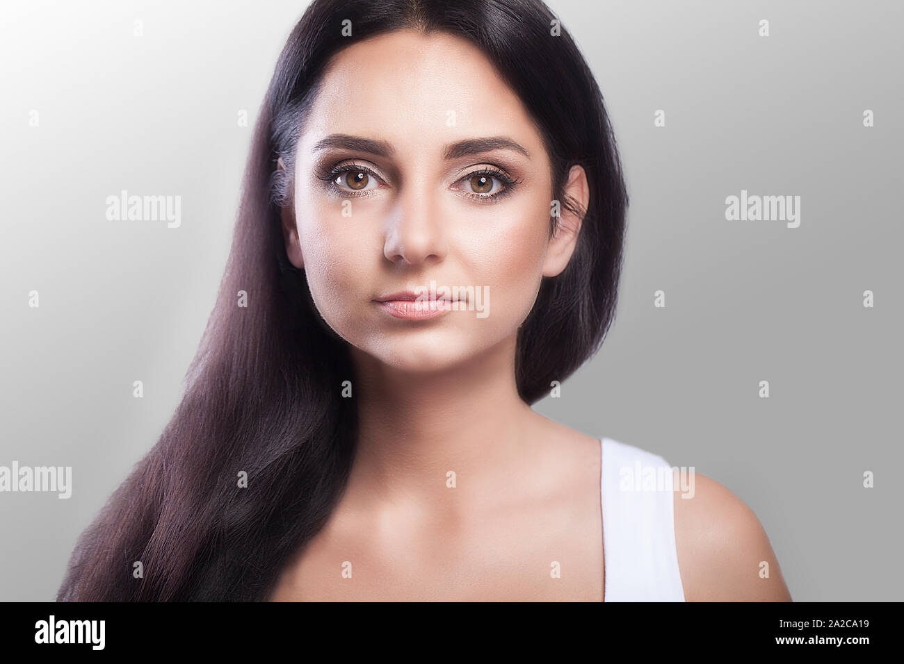 Body Pain. Woman Feeling Sharp Pain In Elbows. Portrait Of Beautiful