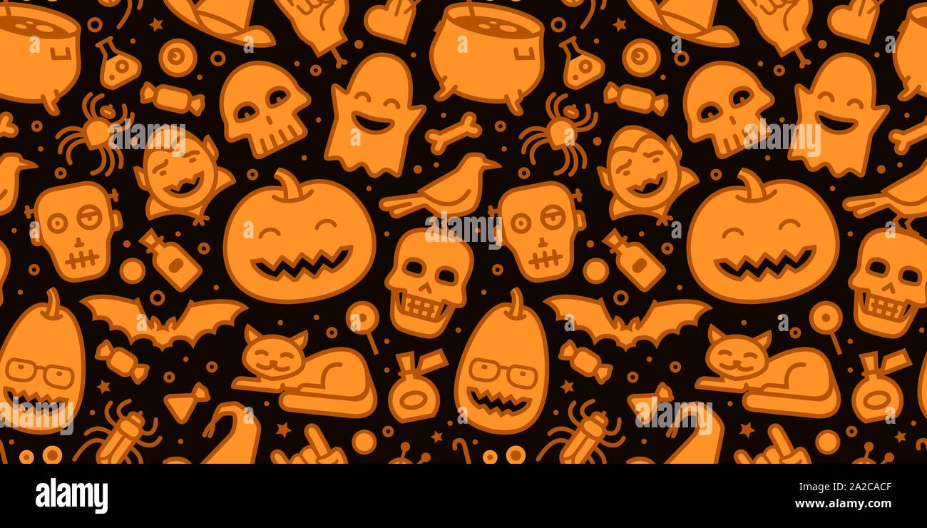 Halloween party seamless background. Pattern vector illustration Stock Vector