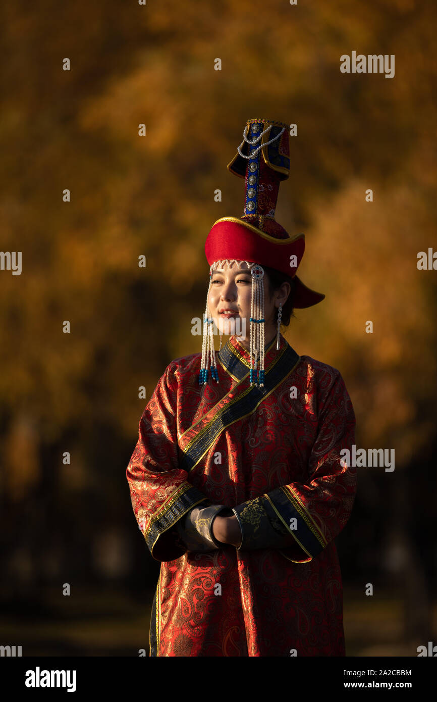 Mongolian girl in traditional costume hi-res stock photography and ...