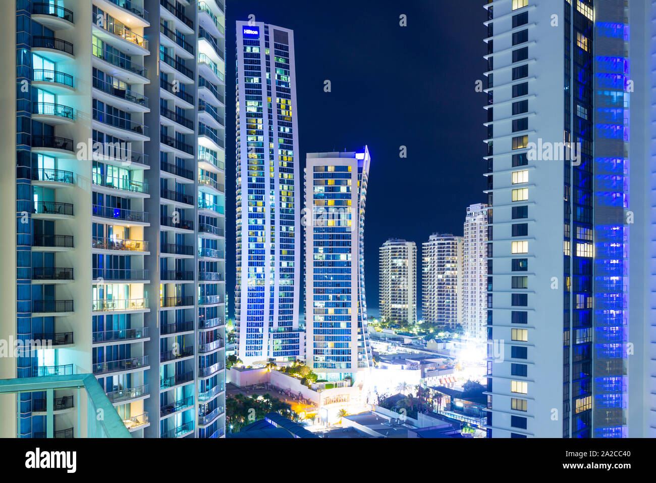 Surfers Paradise highrise buildings on the Gold Coast in Queensland, Australia, including the