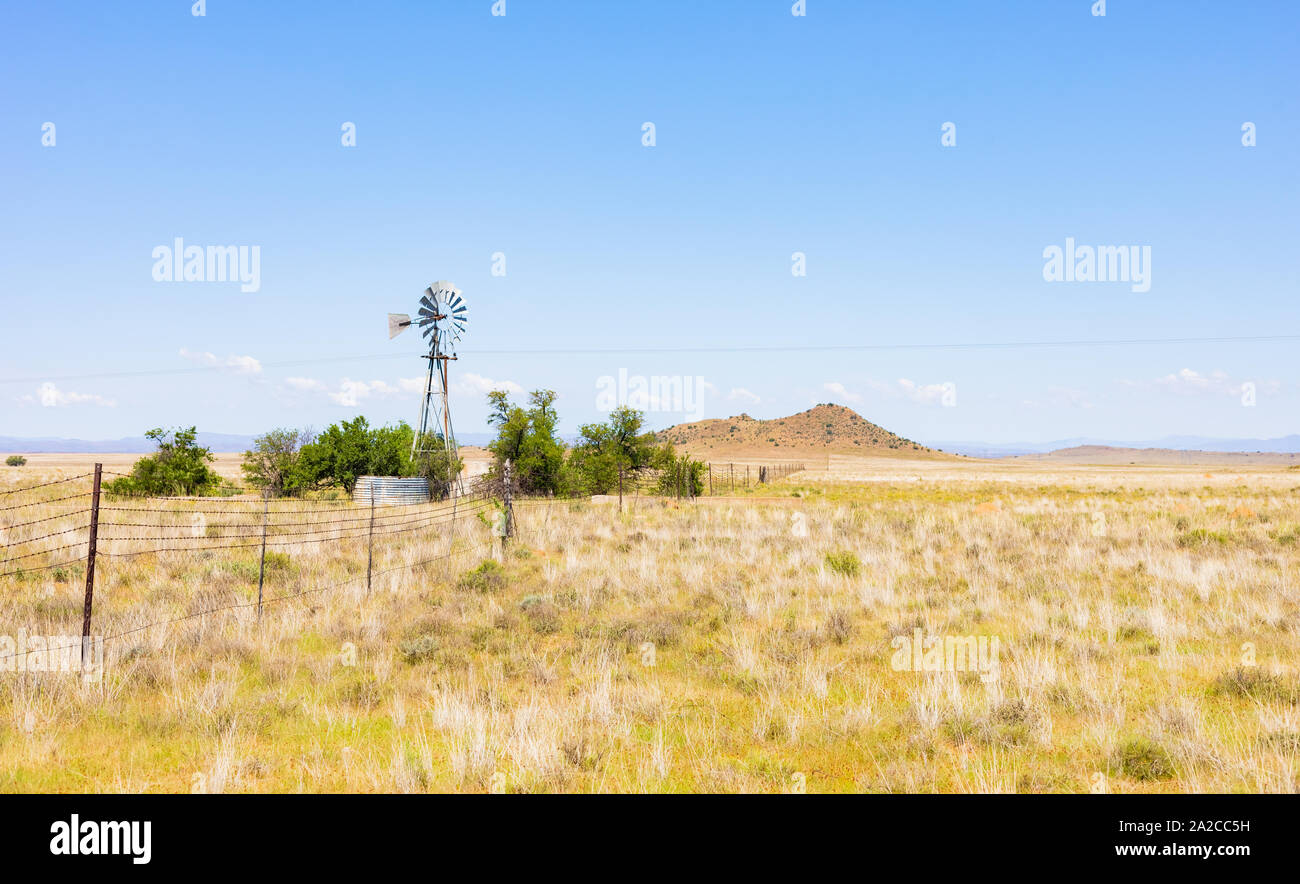Windmill Windpump on a farm in rural grassland area of South Africa ...
