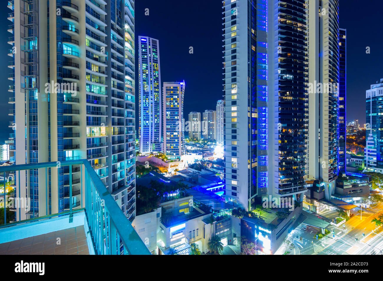 Surfers Paradise highrise buildings on the Gold Coast in Queensland, Australia, including the