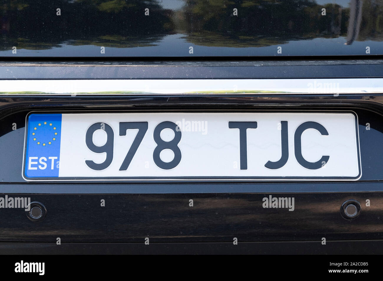 Close-up of vehicle registration plate of Estonia, Tallinn, Estonia Stock Photo