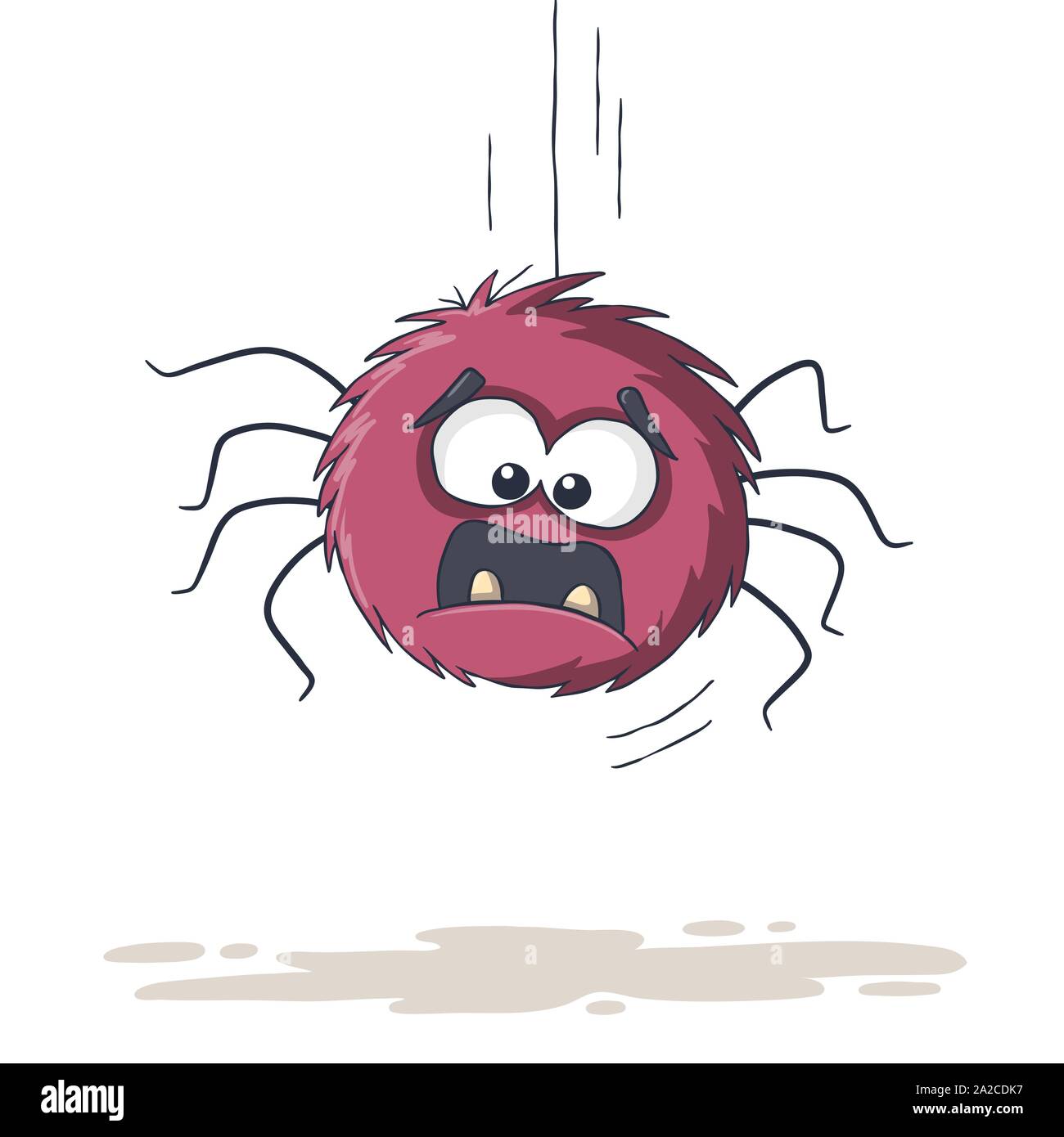 Funny cartoon spider. Hand drawn vector illustration with separate layers. Stock Vector