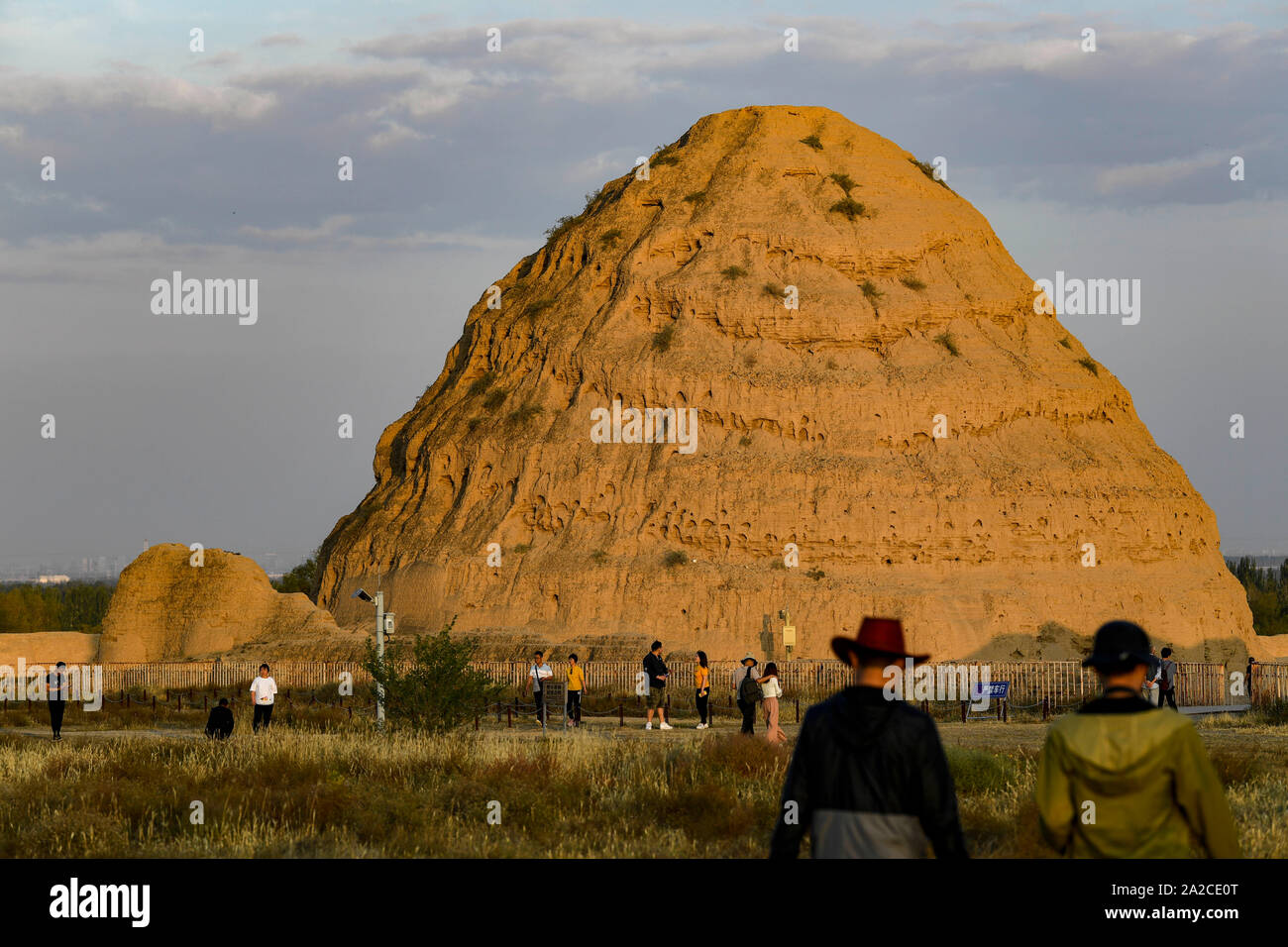 Yinchuan. 2nd Oct, 2019. Tourists visit the imperial tombs dating back to the Western Xia Dynasty (1032-1227) in Yinchuan, capital of northwest China's Ningxia Hui Autonomous Region, Oct. 2, 2019, the second day of the 7-day-long National Day holiday. Credit: Feng Kaihua/Xinhua/Alamy Live News Stock Photo