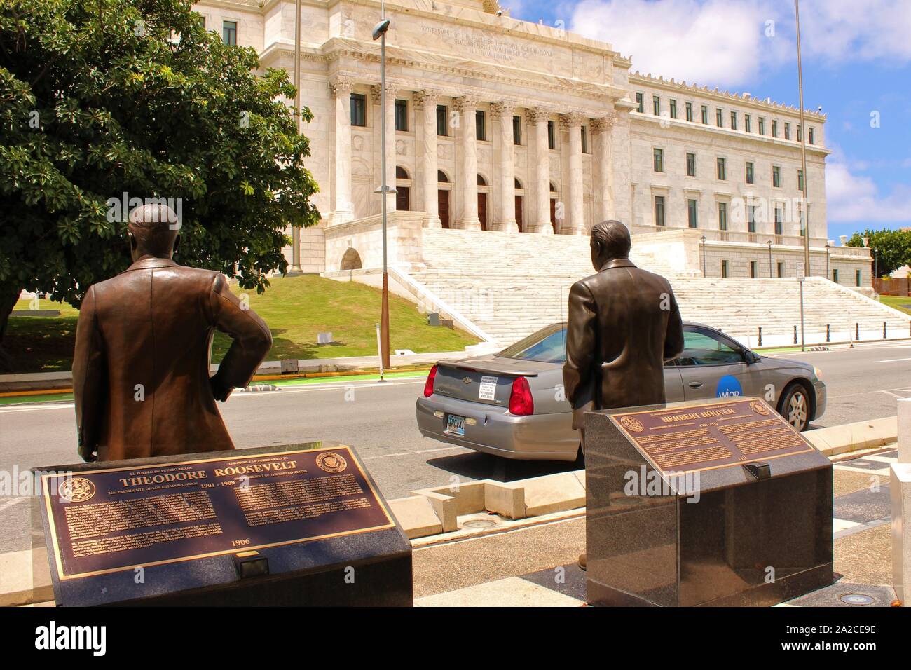 Bronze statues of Theodore Roosevelt and Herbert Hoover, two of the