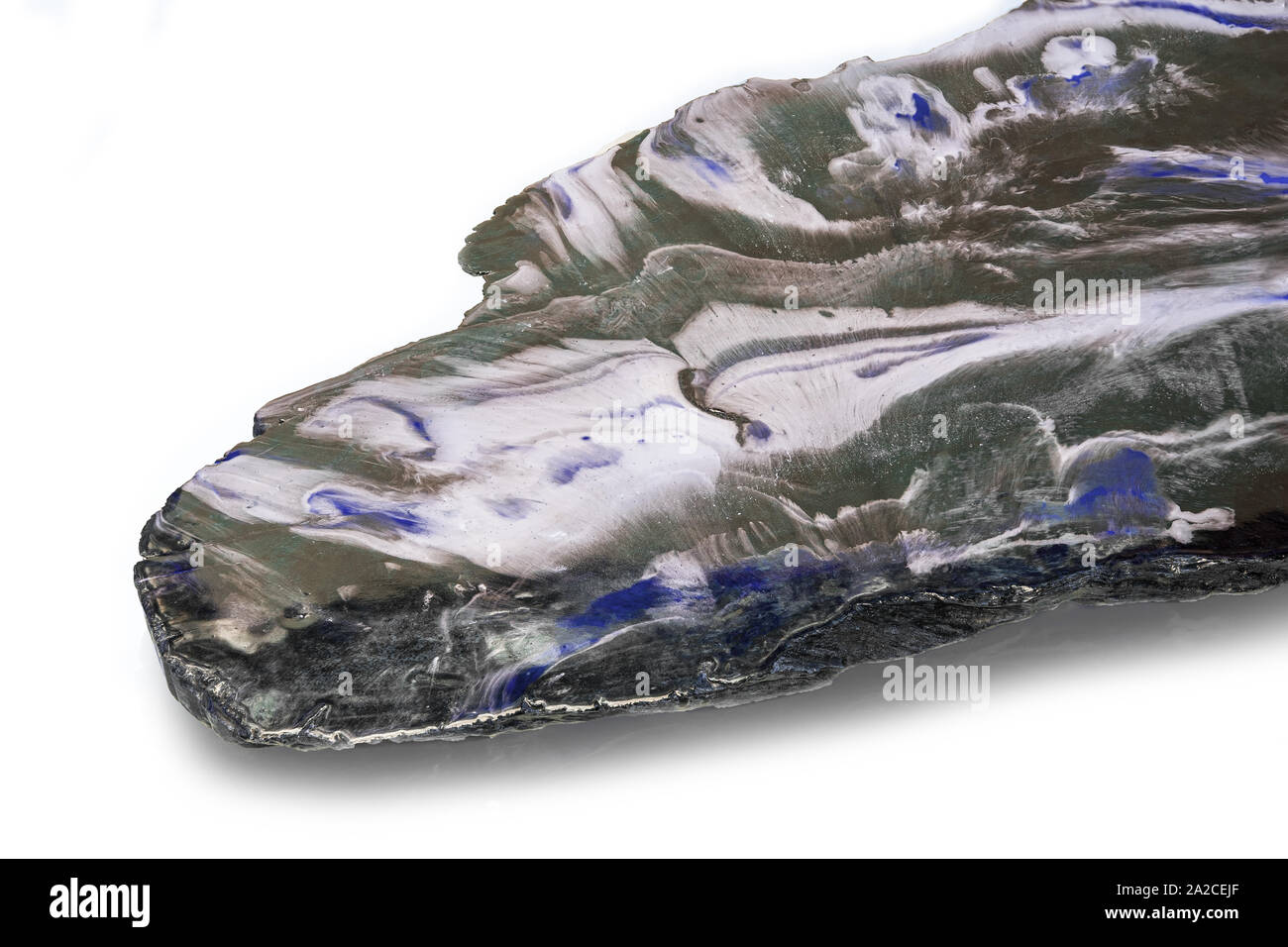 Top coat Resin Epoxy with wood table at white background Stock Photo