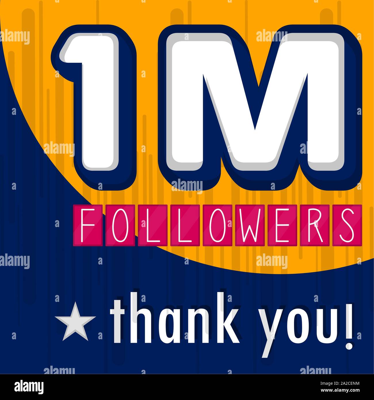 1m Followers Banner Thank Subscription Vector Illustration