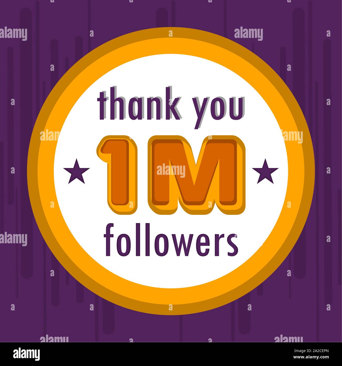 1m Followers Banner Thank Subscription Vector Illustration