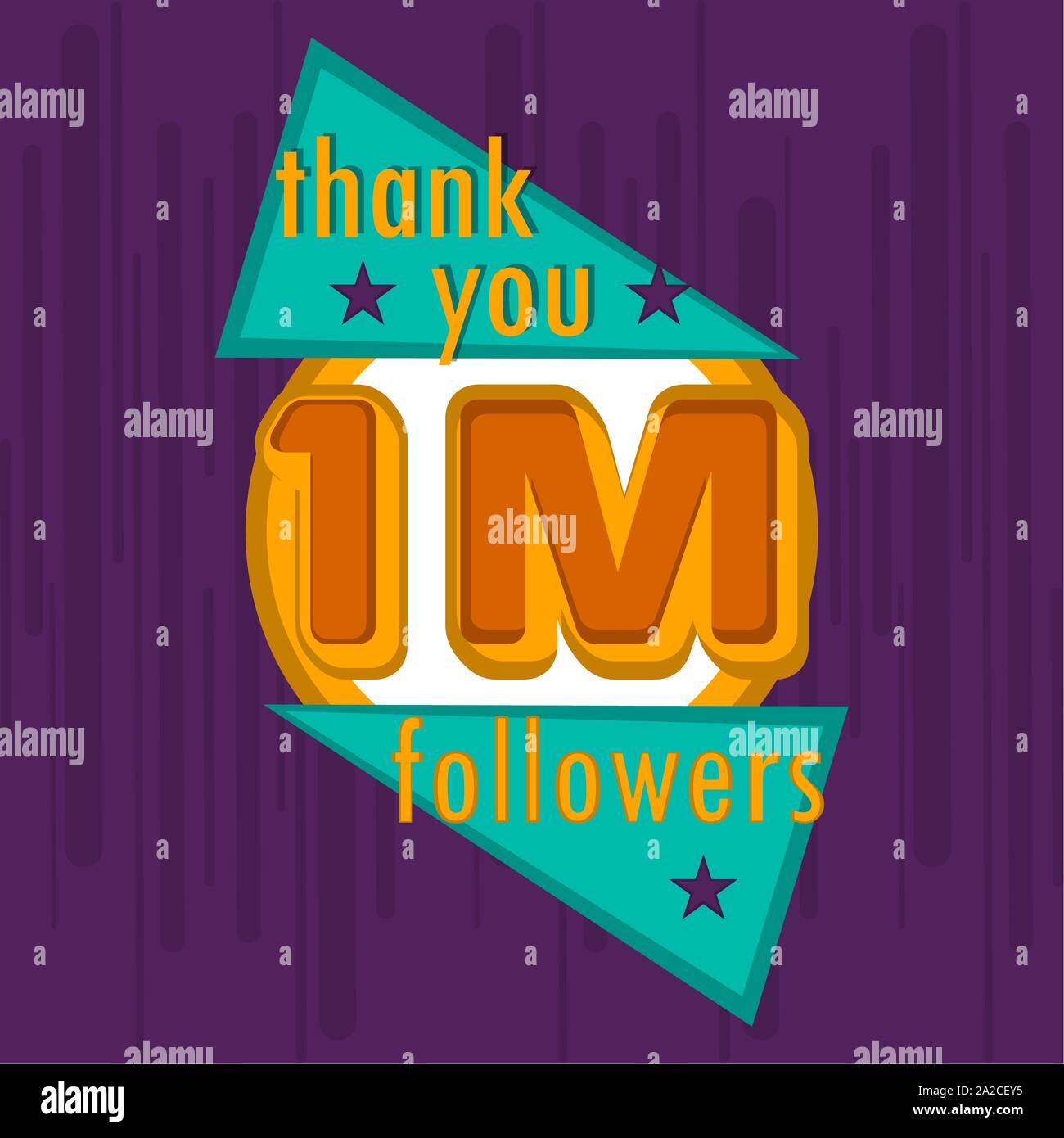 1m Followers Banner Thank Subscription Vector Illustration