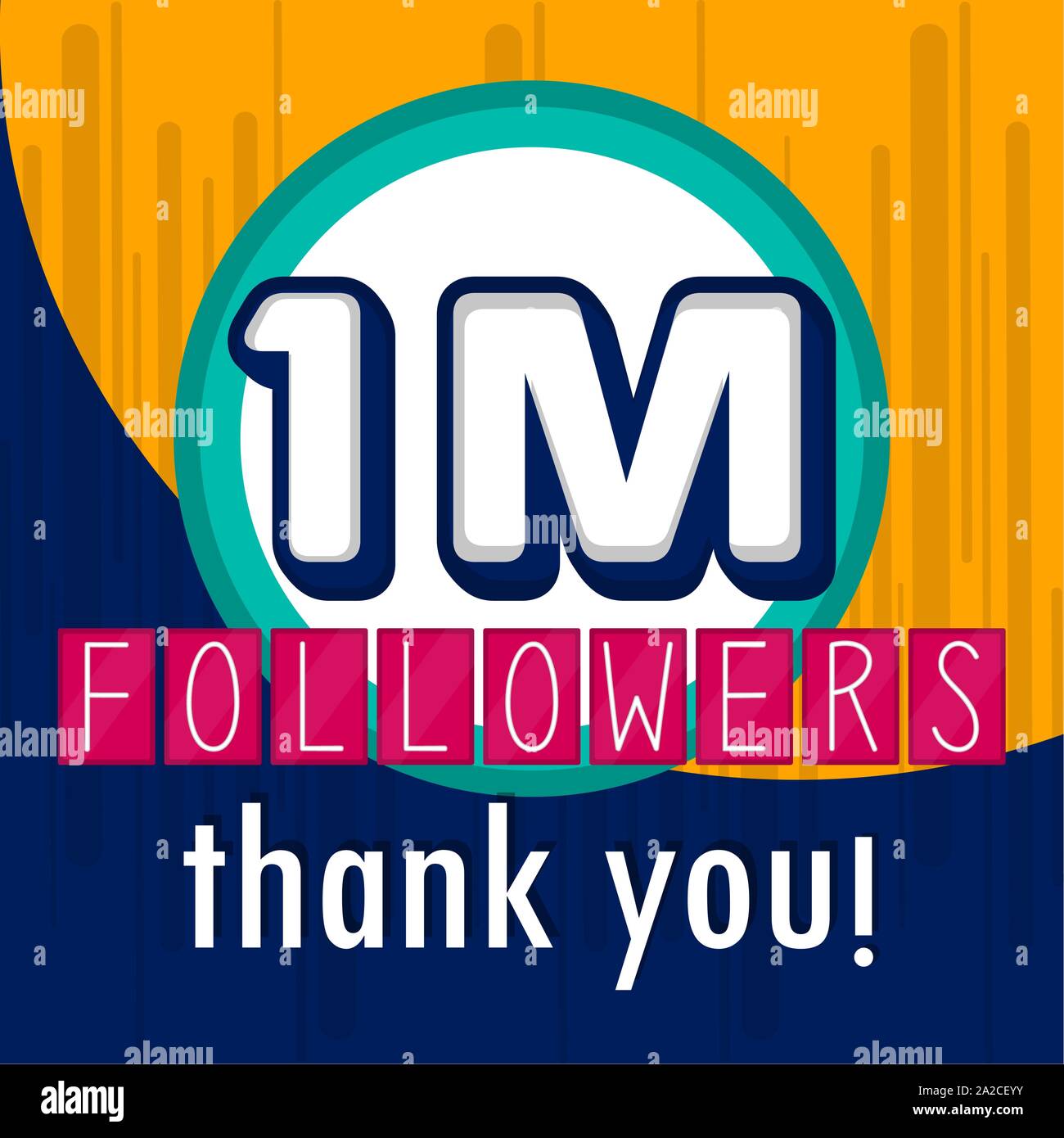 1m Followers Banner Thank Subscription Vector Illustration