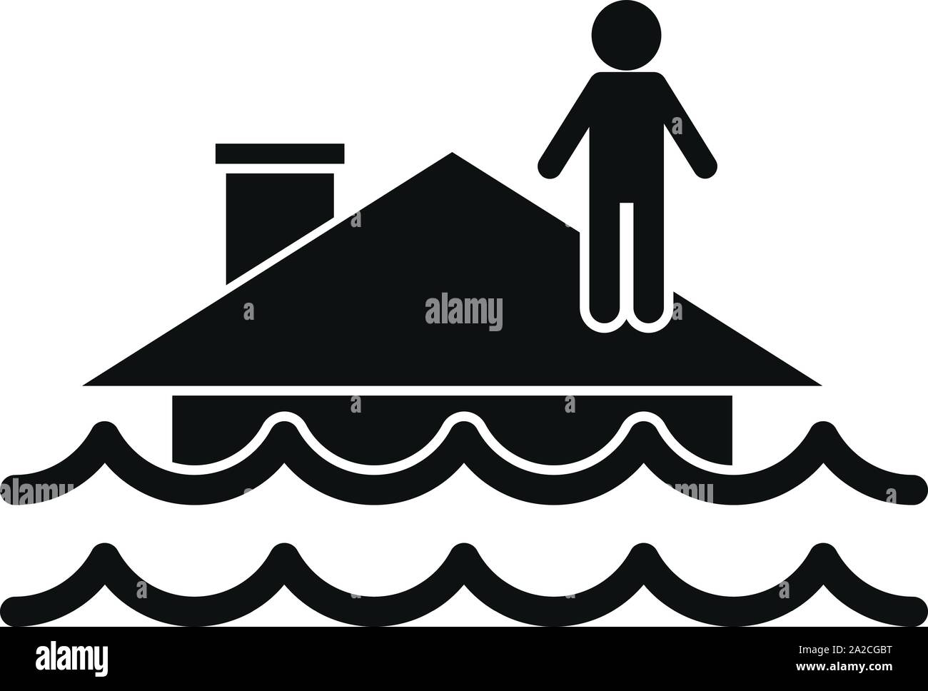 Flood roof house icon. Simple illustration of flood roof house vector icon for web design isolated on white background Stock Vector