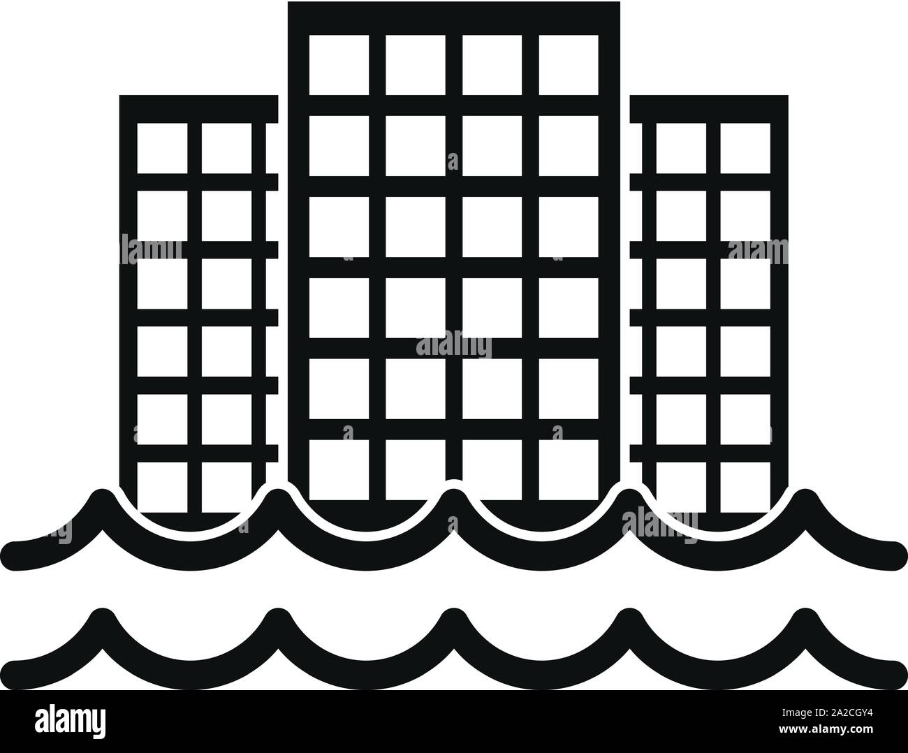 City flood icon. Simple illustration of city flood vector icon for web design isolated on white background Stock Vector
