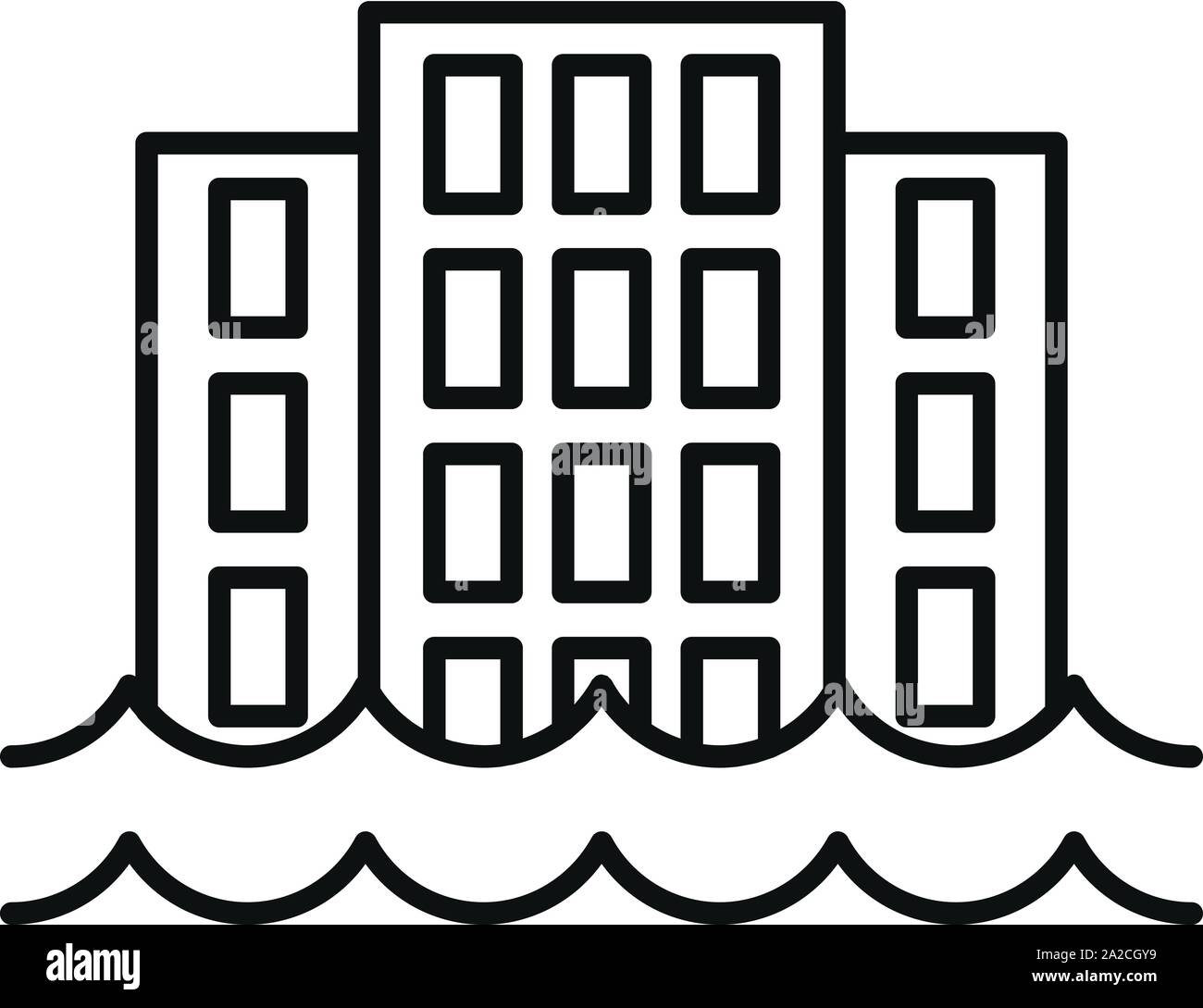 City flood icon. Outline city flood vector icon for web design isolated on white background Stock Vector