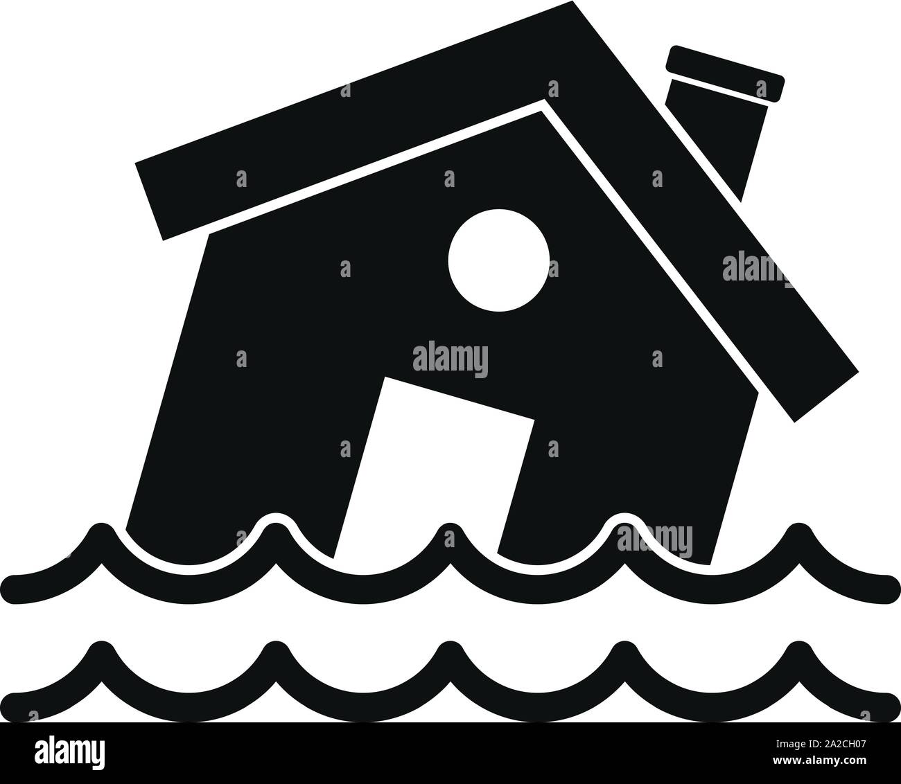Flood destroy house icon. Simple illustration of flood destroy house vector icon for web design isolated on white background Stock Vector
