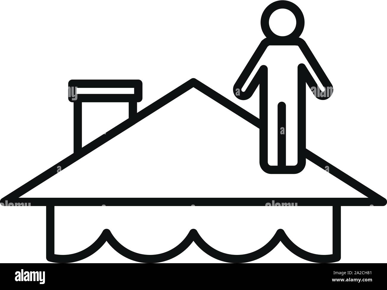 Flood roof house icon. Outline flood roof house vector icon for web design isolated on white background Stock Vector