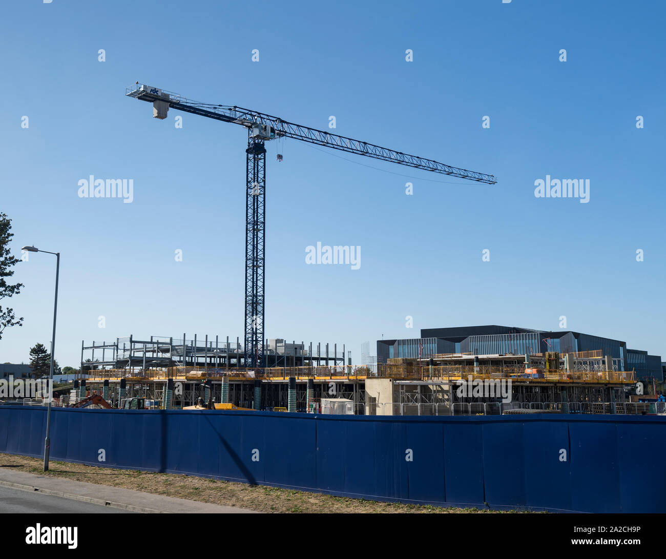 Crane on Construction site Milton Road Cambridge 2019 Stock Photo