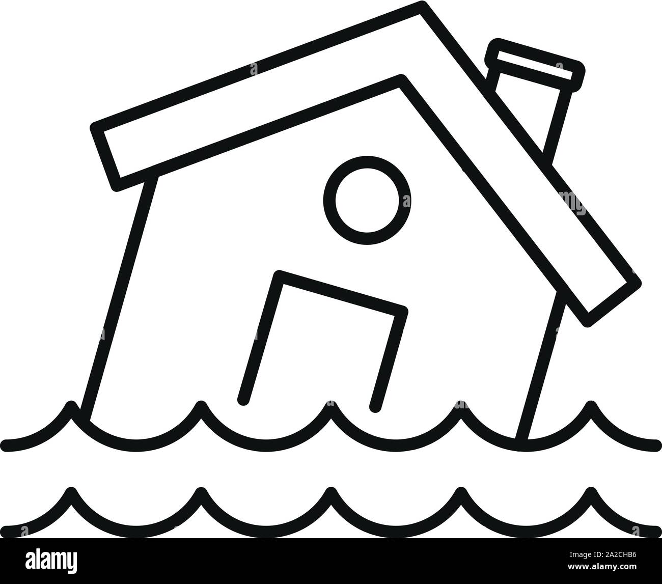Flood destroy house icon. Outline flood destroy house vector icon for web design isolated on white background Stock Vector