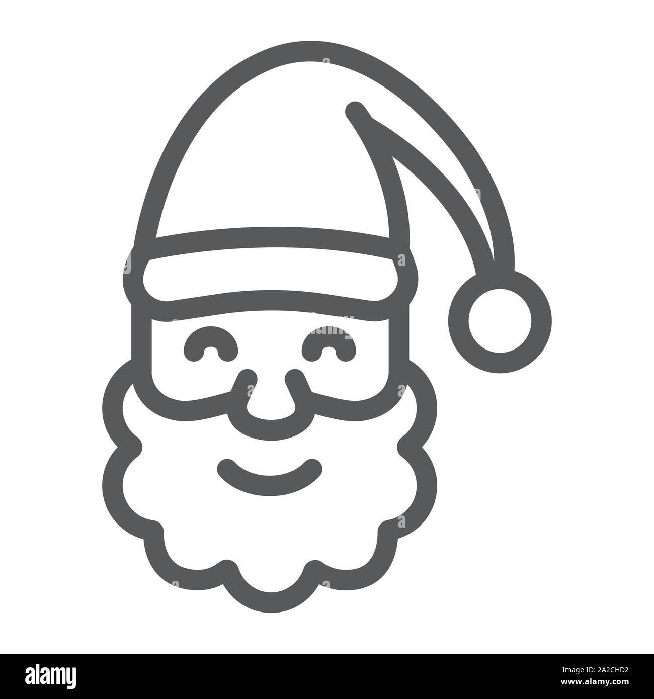 Santa Claus Line Icon Christmas And New Year Character Face Sign